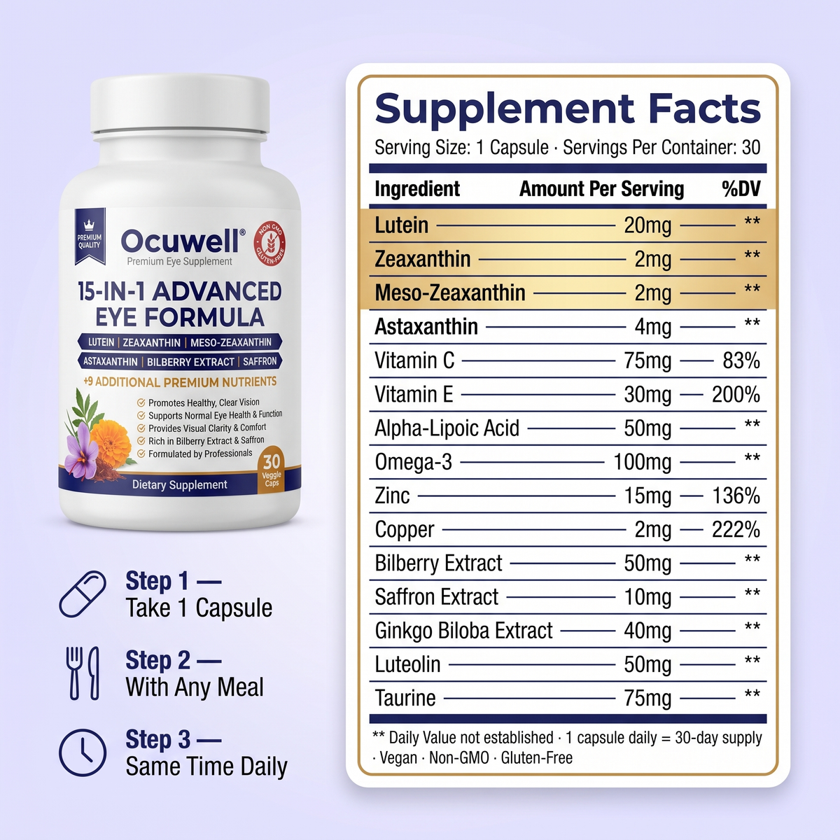Ocuwell 15-in-1 Advanced Eye Formula
